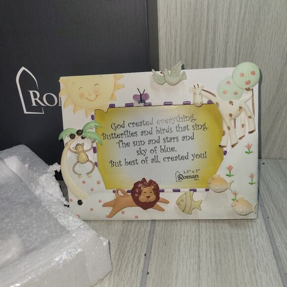 Vtg 2003 Roman God Created Everything Photo Frame Kids 3.5"x5" Noah's Ark Animal - Picture 9 of 9